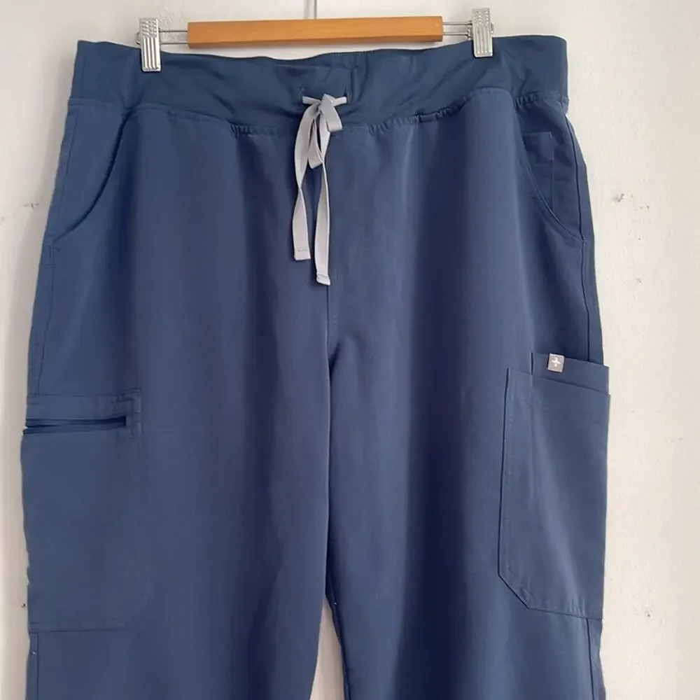 Figs HW Yola side pocket elastic waist pull on drawstring cargo scrub pants